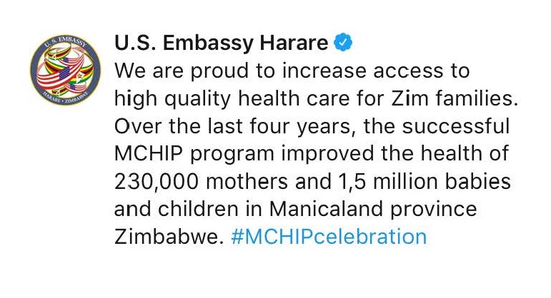 U. S. Embassy Harare tweet